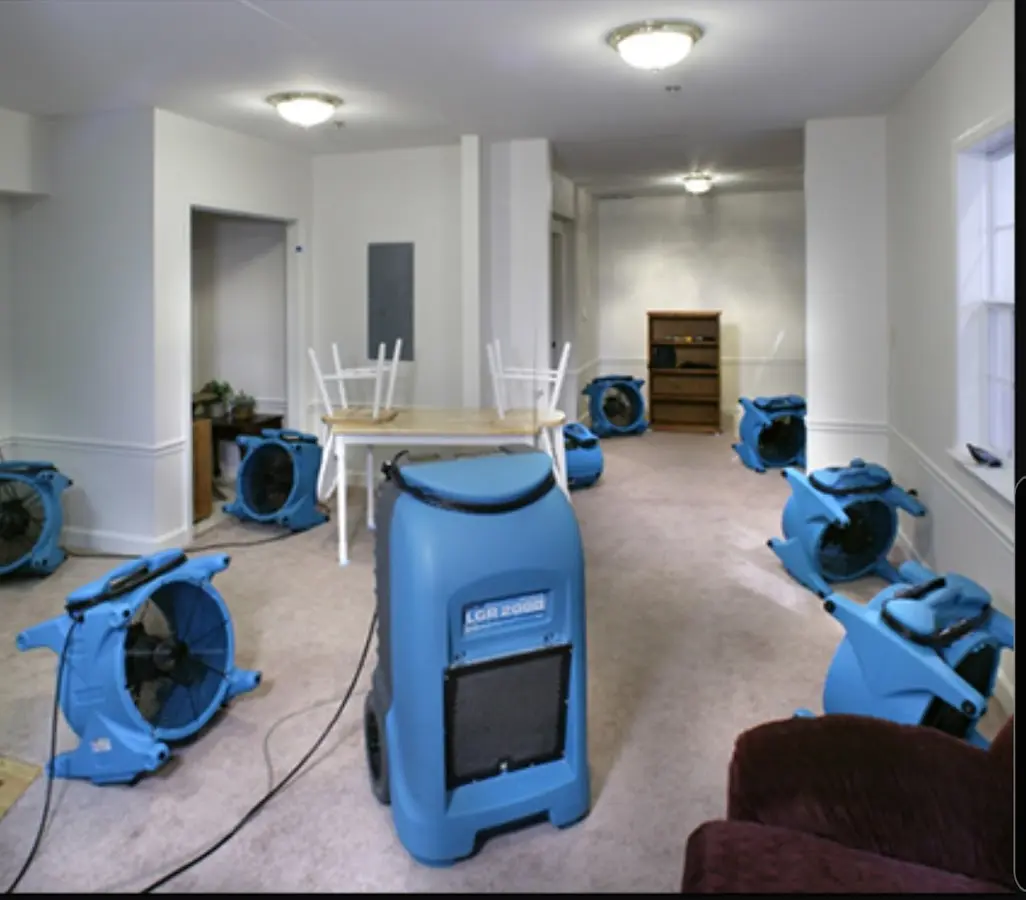 Air movers and dehumidifier setup for Water Damage Restoration in Spotsylvania Courthouse